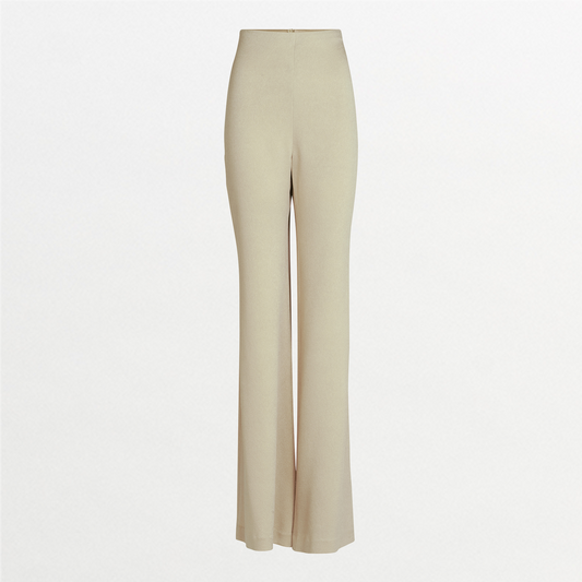 The Palermo Pant: high-waisted, straight-leg women's trousers in beige, made from luxurious Italian fabric and shown on a plain white background.